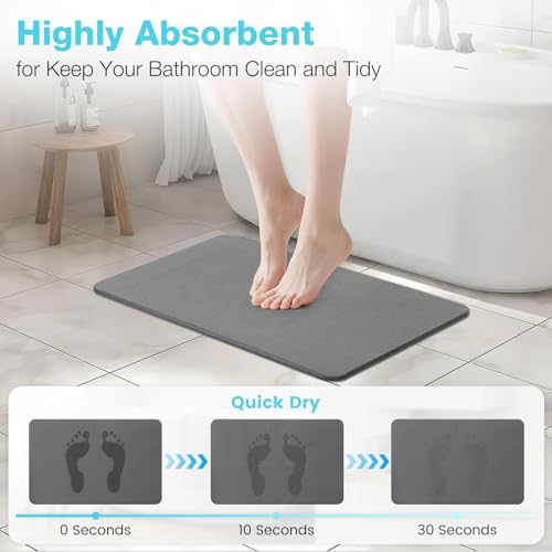 Premium Quick Dry Diatomite Stone Bath Mat (Dark Grey / 23.6" x 15.4" (Rectangular))