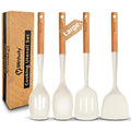 4PCS Silicone Cooking Spatula and Spoons Set (Cream White)