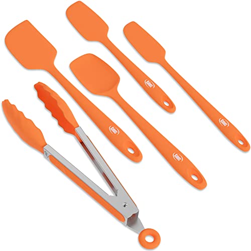 Silicone Spatula Set (4 Pcs + Tongs Orange)
