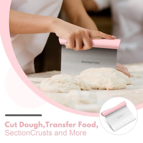 Multi Purpose Stainless Steel Bench Scraper Dough Blender & Pastry Cutter (Pink)