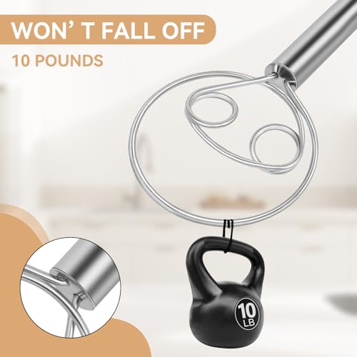 Danish Dough Whisk Stainless Steel Hook Dutch Baking Tool Bread Sourdough Mixer for Pizza Pastry Cake Batter Making (Stainless Steel-2K / 1 Pack)