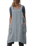 Women's Plaid Cross Back Apron with Large Pockets Home Kitchen (Medium / Plaid4)