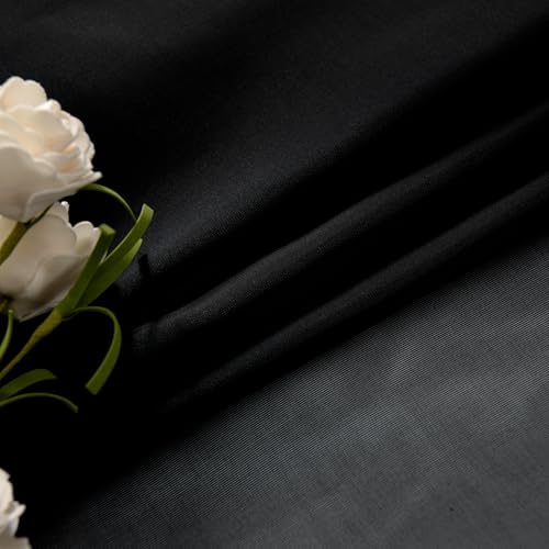 Basic Rod Pocket Sheer Voile Window Curtain Panels Black 1 Pair 2 Panels 26 Width 30 Inch Long for Kitchen Bedroom Children Living Room Yard（Black (Black / 26"W x 30"L (Pack of 2))