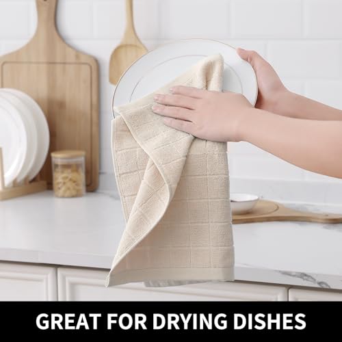100% Cotton Terry Kitchen Dish Cloths (Beige / 12 X 12 - 6 Pack)