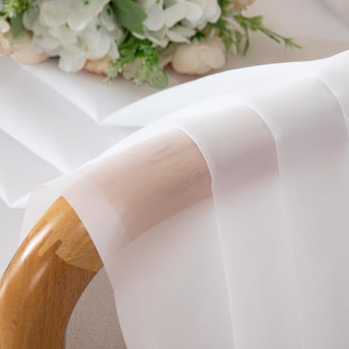 White Sheer Curtains 54 Inch Long 2 Panels Set (White / 42"W x 54"L (Pack of 2))