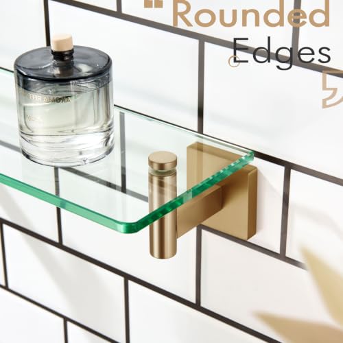 Wall Shelves Bathroom Hardware Glass Floating Shelf 12 (Champagne Bronze / 12-Inch)