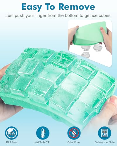 Silicone Ice Cube Trays for Freezer Set of 2 (Green)