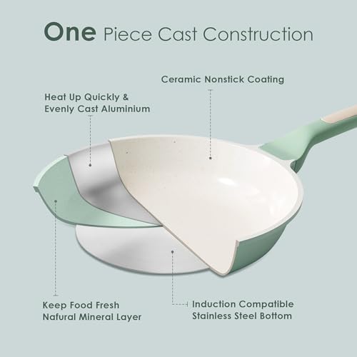 Nonstick Ceramic Cookware Set Large 13 (Light Green)