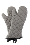 15" Terry Oven Mitts 1 Pair Flame Resistant Heat Resistant (Gray / 15 inch)