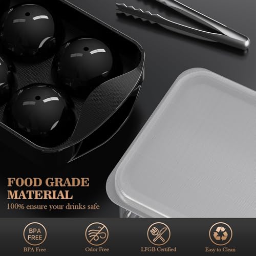 Whiskey Ice Cube Mold (1.9"-12 Ice Ball-Black)