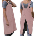 Women's Cross Back Pinafore Apron with Large Pockets Home Kitchen (XX-Large / Pink)