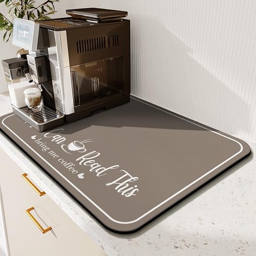 Coffee Bar Mat for Countertops 23inx15in (Brown / 23" x 15")