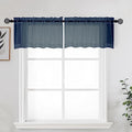 Navy Blue Sheer Kitchen Valance for Windows Set of 2 (Navy Blue / 42"W x 14"L (Pack of 2))