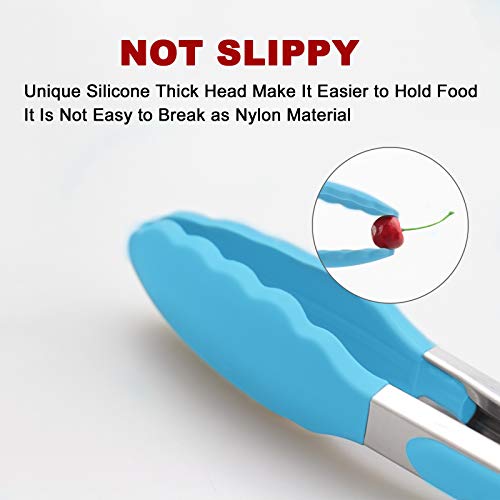 3 Pack Silicone Kitchen Tongs (Blue)