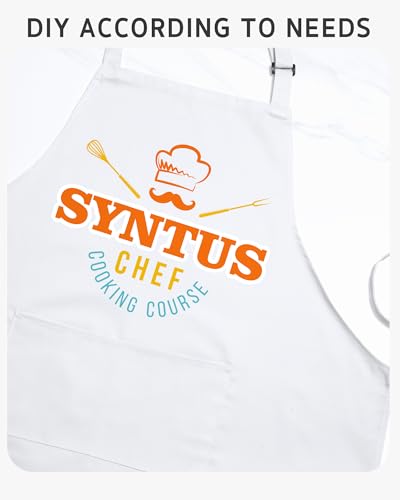 Chef Apron for Men Women with Pockets (White)