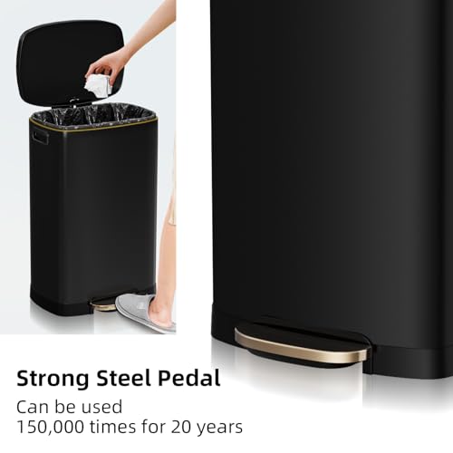 13 Gallon Trash Can with Lid (Black)