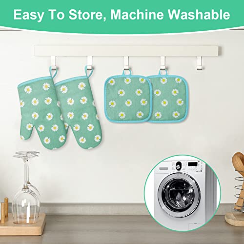 Oven Mitts and Potholders (Daisy-green)