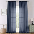 Navy Blue Sheer Curtains 108 Inches Long 2 Pcs (Navy Blue / 59"W x 108"L (Pack of 2))