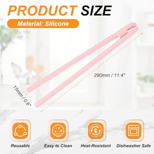 11.4" Silicone Toast Tongs (Pink / 11.4")