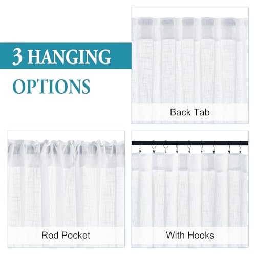 White Sheer Curtains for Living Room Patio Glass Door (White / 52"W x 95"L (Pack of 2))