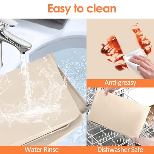 Silicone Coffee Maker Mat with Lip for Countertops (Khaki / 15.7'' x 11.8'')