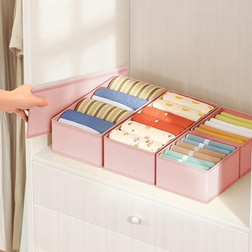 Drawer Organizer Clothes Storage (Pink / 18 Pack)