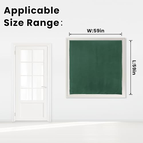 Blackout Curtains for Bedroom Stick On Curtains Window Shades Pull Down Blackout Window Cover No Drillng Self Adhesive Curtains No Rod Small Curtain (59"W x 59"L (Pack of 1) / Dark Green)