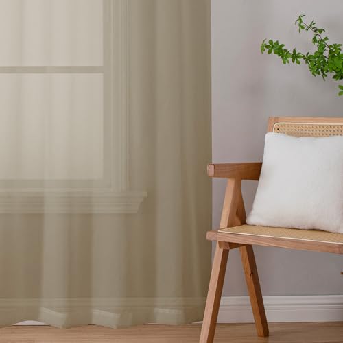 Taupe Sheer Curtains 72 Inch Length 2 Panels (Taupe / 40"W x 72"L (Pack of 2))