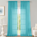Sheer Turquoise Curtains 108 Inches Long for Living Room Bedroom 2 Panels Set (Turquoise / 59"W x 108"L (Pack of 2))
