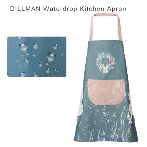 Women Kitchen Apron with Hand Wipe Pockets (Blue)
