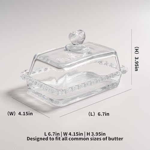 Glass Butter Dish with Heart Lid (heart shaped lid)