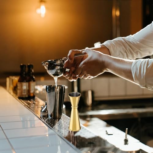 Jigger for Bartending (1 Jigger+ 2 Pourers with Caps / Gold)