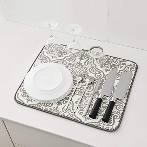 Dish Drying Mat for Kitchen Counter (Floral Vine 2P 19*15)