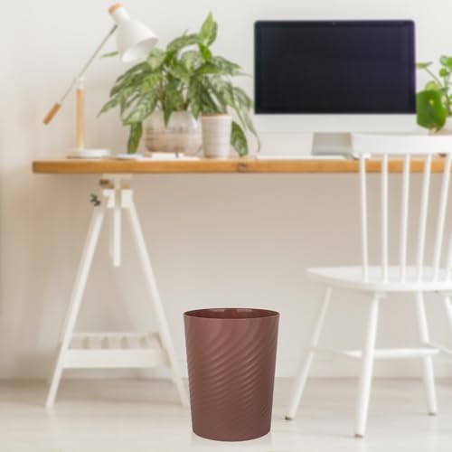 Plastic Small Bathroom Trash Can Wastebasket Garbage Can (Brown / 1.8 Gallon/1 Pack)