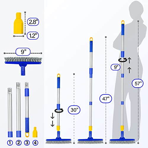 Grout Brush with Long Adjustable Handle (Blue Head)