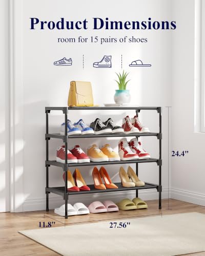 Shoe Rack Non (Black / 27.5" Wide - 4 Tier)