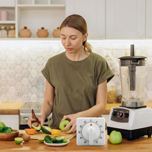 Square 60 Minute Mechanical Kitchen Timer (White)