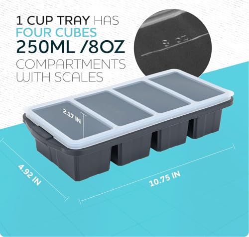 Silicone Freezer Tray With Lid (Gray)
