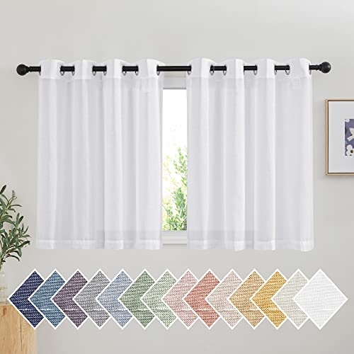 White Short Curtains for Small Window (52"W x 36"L (Pack of 2) / White)