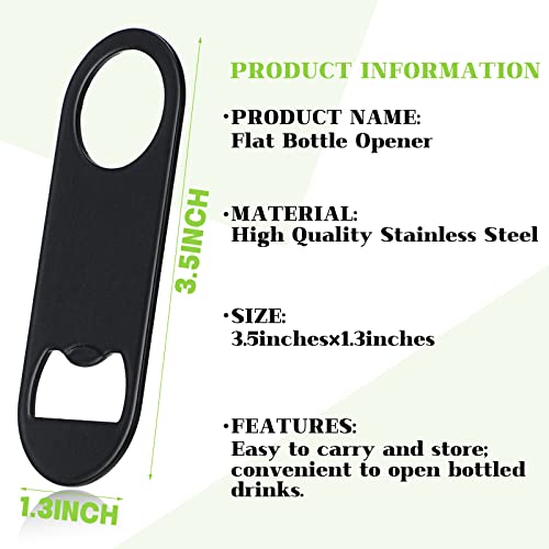 50 Pcs Bottle Openers Stainless Steel Flat Bottle Opener Bulk 3.4 x 1.3 Inches Bartender Beer Key Soda Can Mini Speed for Kitchen (Black)