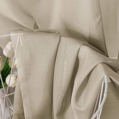 Taupe Sheer Curtains 63 Inches Long 2 Panels (Taupe / 42"W x 63"L (Pack of 2))
