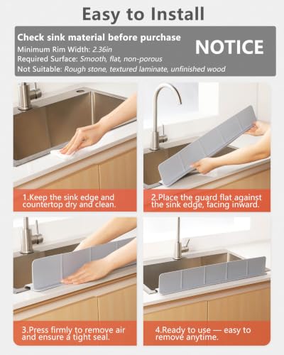 Kitchen Sink Splash Guard 23" 18" 30" Self (Gray / 23" x 3.5")