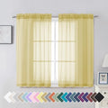 Yellow Sheer Curtains 45 Inch Length 2 Panels Set (42"W x 45"L (Pack of 2) / Yellow)
