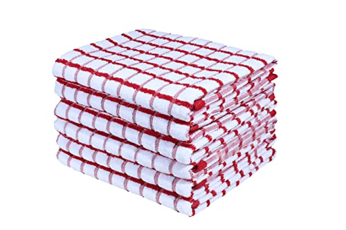 Kitchen Towels Red (20" x 30" (Set of 6) / 045 Red/White Terry)