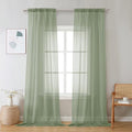 Living Room Sheer Curtains 120" Length 2 Panels Set for French Door (Sage Green / 42"W x 120"L (Pack of 2))