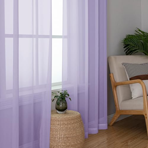 Lilac Sheer Curtains 54 Inch Long 2 Panels (Lilac / 42"W x 54"L (Pack of 2))