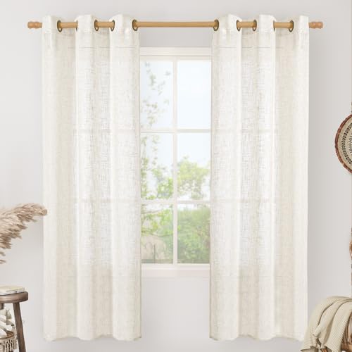 Cream Linen Curtains 72 inches Long for Living Room 2 Panels (34"W x 72"L (Pack of 2) / Cream)