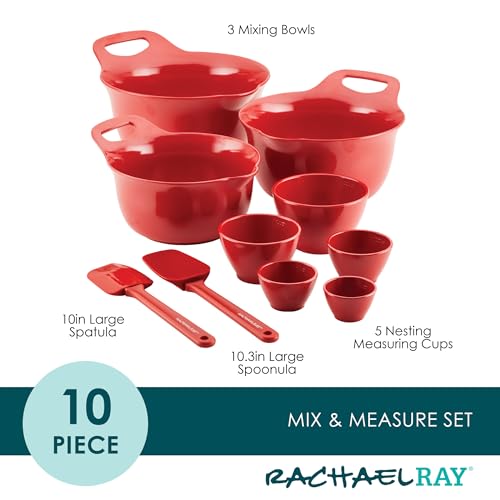 Pantryware Nesting Mixing Bowls with Built (10 Piece / Red)