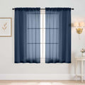 Navy Blue Window Sheer Curtains 54 inch Length (42"W x 54"L (Pack of 2) / Navy Blue)