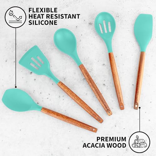 5 Piece Silicone Utensil Set (5-Piece Set / Mint)